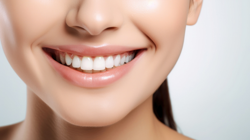 a photo a girl with a perfectly straight and white smile